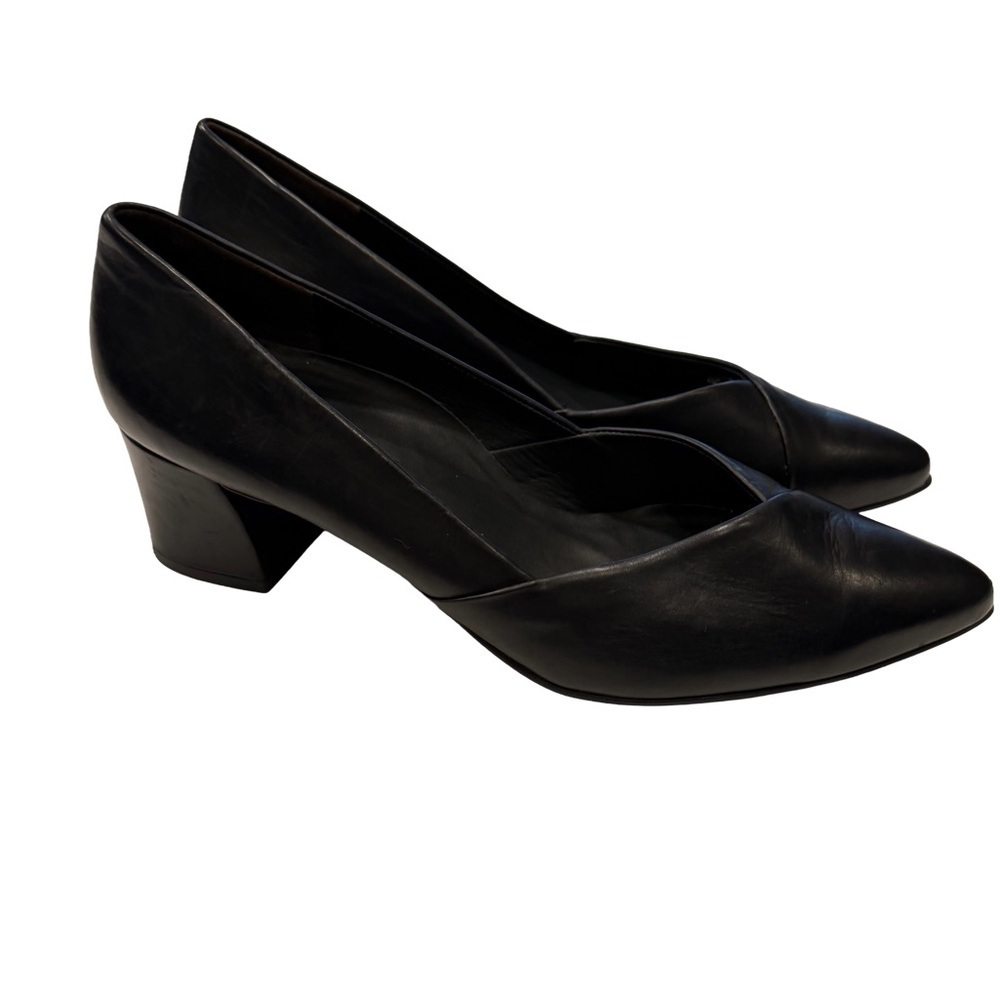 Paul Green Women’s Rendi Black Leather Block Heel Pumps Sz Us 10
